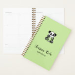 Cute panda bear pale green planner<br><div class="desc">Add your details on this cute panda bear on pale green background design for your babysitting business.</div>