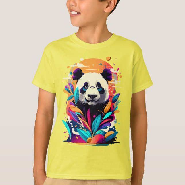 Cute Panda Bear - Panda Colourful - Panda T-Shirt (Front)