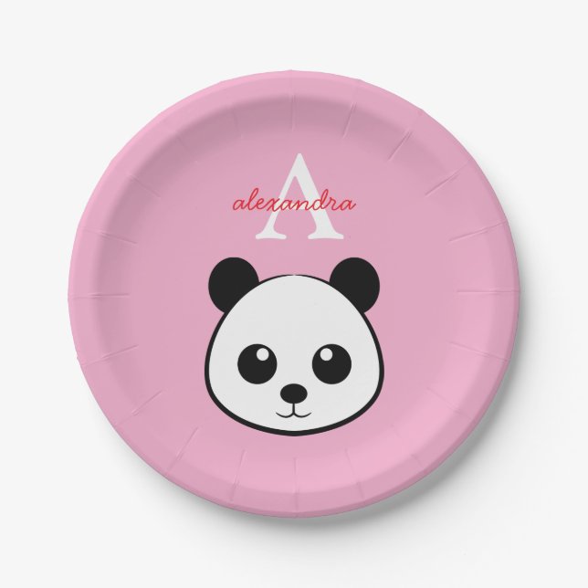 Cute Panda Bear Paper Plates – Personalized  (Front)
