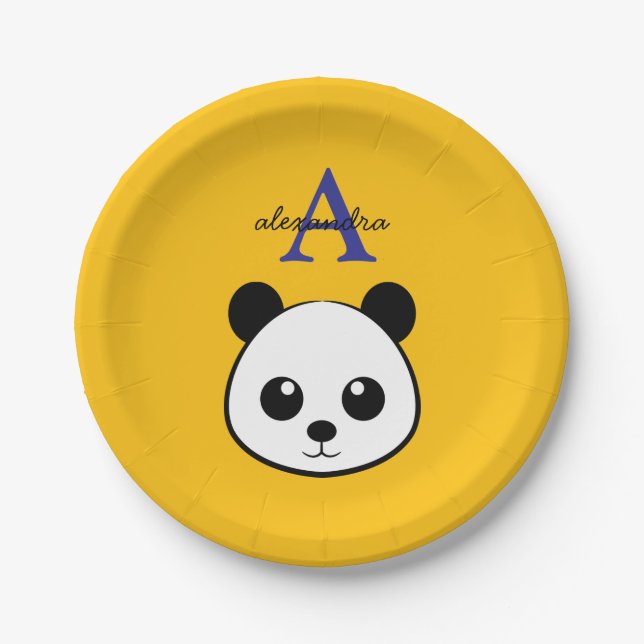Cute Panda Bear Paper Plates – Personalized  (Front)