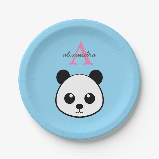 Cute Panda Bear Paper Plates – Personalized  (Front)