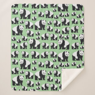 Cute Panda Bear Pattern  Sherpa Blanket