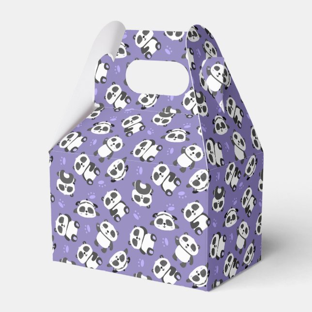 Cute panda bear paw blue background favour box (Front Side)