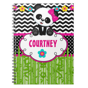 Cute Panda Bear Personalised Name Notebook Journal