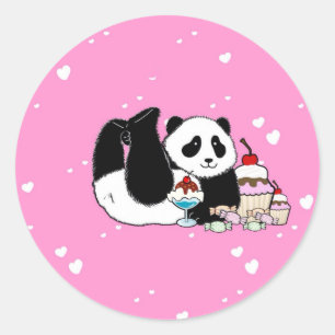 Cute Panda Bear Picnic Classic Round Sticker