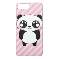 Cute Panda Bear Pink Stripes Background