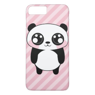Cute Panda Bear Pink Stripes Background Case-Mate iPhone Case