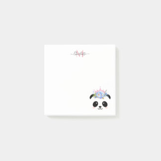 Cute panda bear princess personalised monogram post-it notes