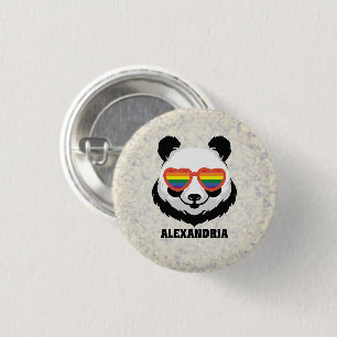 Cute Panda Bear   Rainbow   LGBTQ 3 Cm Round Badge