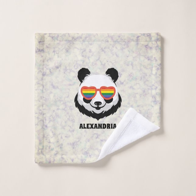 Cute Panda Bear | Rainbow | LGBTQ Bath Towel Set (Wash Cloth)