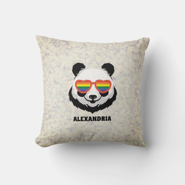Cute Panda Bear | Rainbow | LGBTQ Cushion (Front)