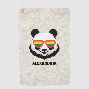 Cute Panda Bear Rainbow LGBTQ Golf Towel