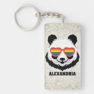 Cute Panda Bear Rainbow LGBTQ Key Ring