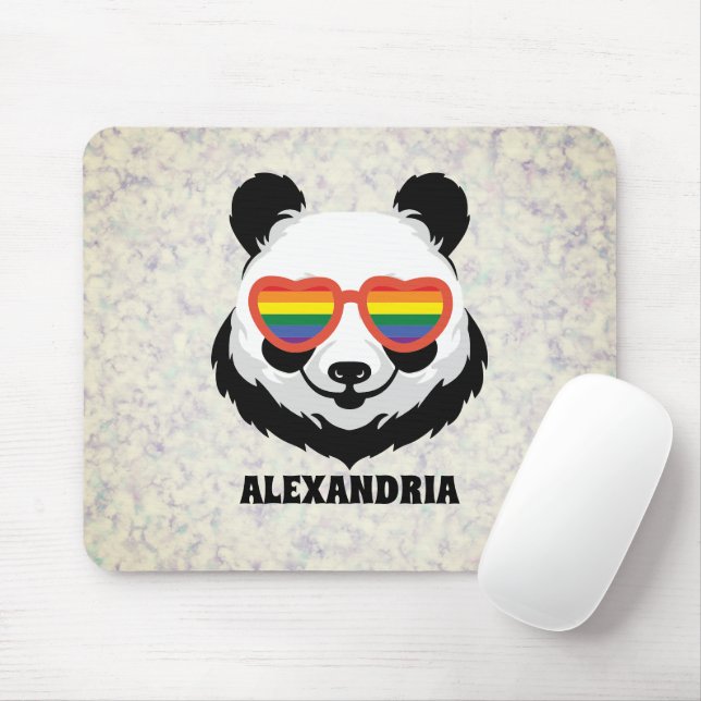 Cute Panda Bear | Rainbow | LGBTQ Mouse Mat (With Mouse)