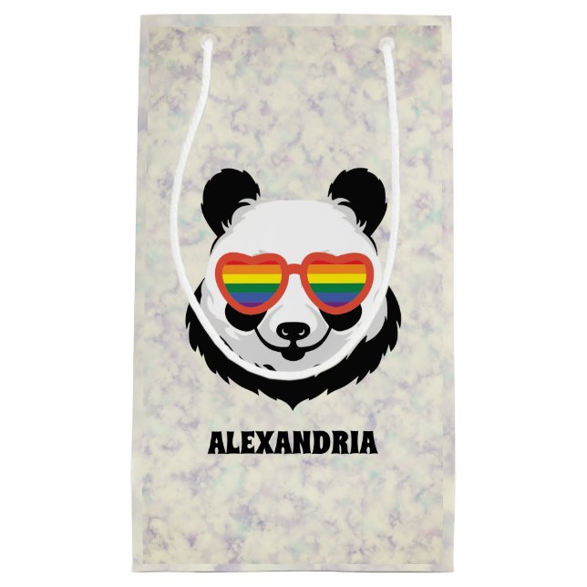 Cute Panda Bear | Rainbow | LGBTQ Small Gift Bag (Front)