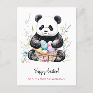 Cute Panda Bear Rustic Easter Holiday Postcard