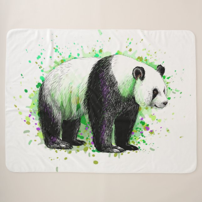 Cute Panda Bear Sherpa Blanket (Front (Horizontal))