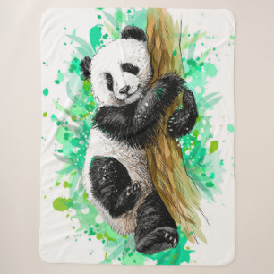 Cute Panda Bear Sherpa Blanket