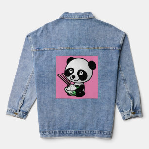 CUTE PANDA BEAR SUSHI RICE DENIM JACKET