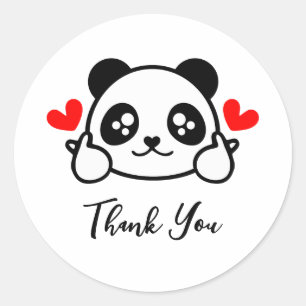 Cute Panda Bear Thank You  Classic Round Sticker