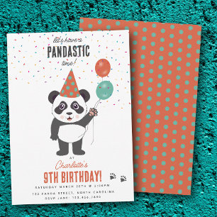 Cute Panda Bear Theme Kawaii Kids Birthday Party Invitation