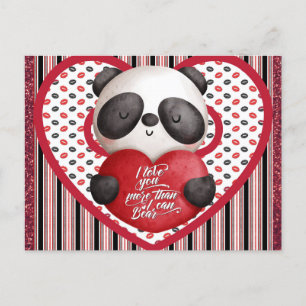 Cute Panda Bear Valentines Day Postcard