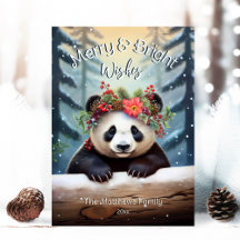 Cute Panda Bear Woodland Forest Merry & Bright