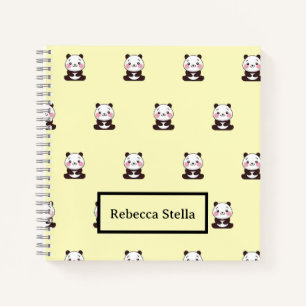 Cute panda bear yellow notebook
