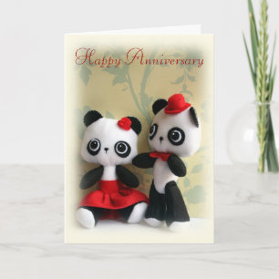 Cute Panda Bears Couple Anniversary Greeting Card