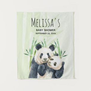 Cute Panda Bears Cuddling Watercolor Baby Shower Tapestry