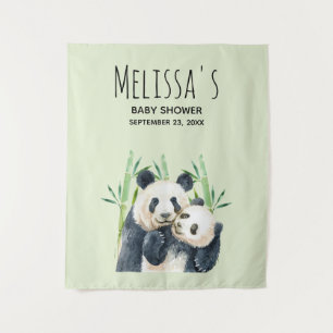 Cute Panda Bears Cuddling Watercolor Baby Shower Tapestry