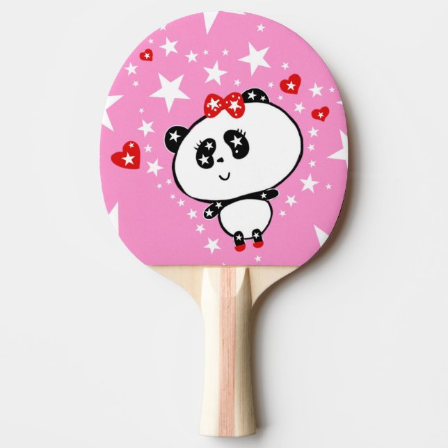 Cute Panda Bears Funny Personalised Ping Pong Paddle (Front)