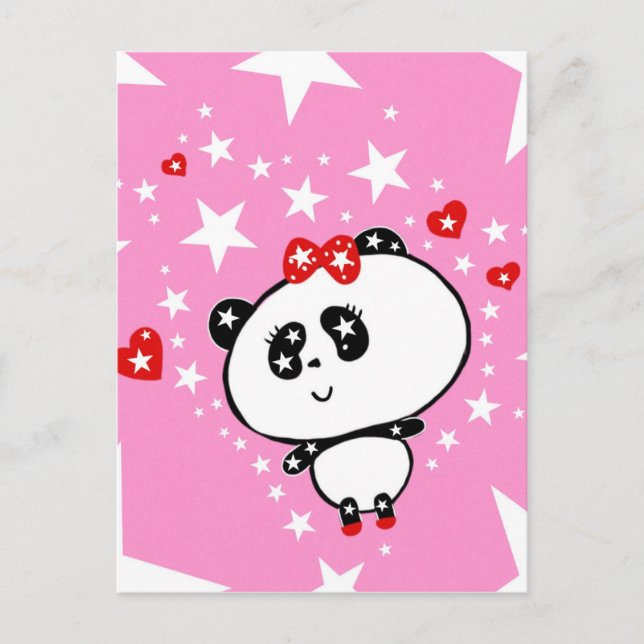 Cute Panda Bears Funny Personalised Postcard (Front)