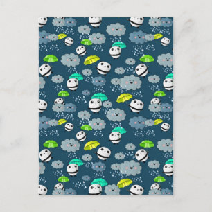 Cute Panda Bears Pattern Postcard
