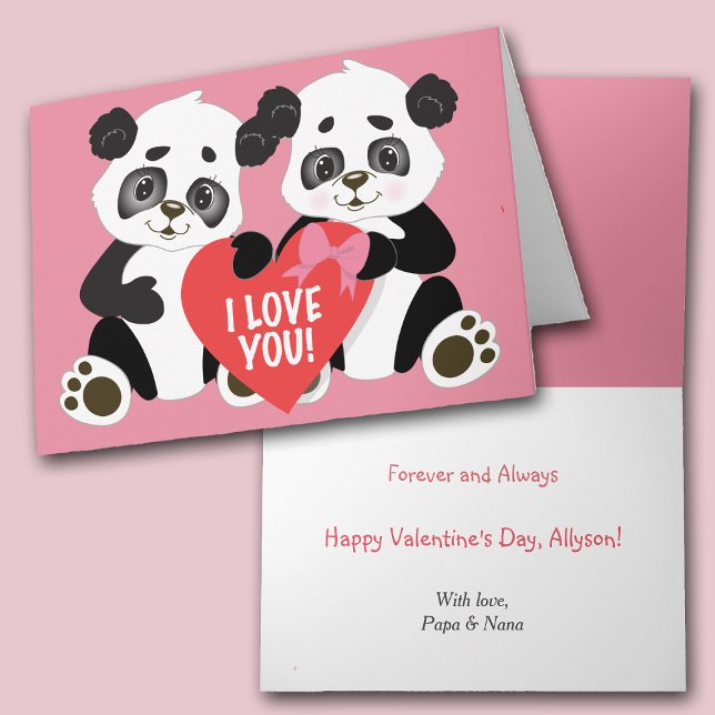 Cute Panda Bears Valentine Holiday Card (Creator Uploaded)