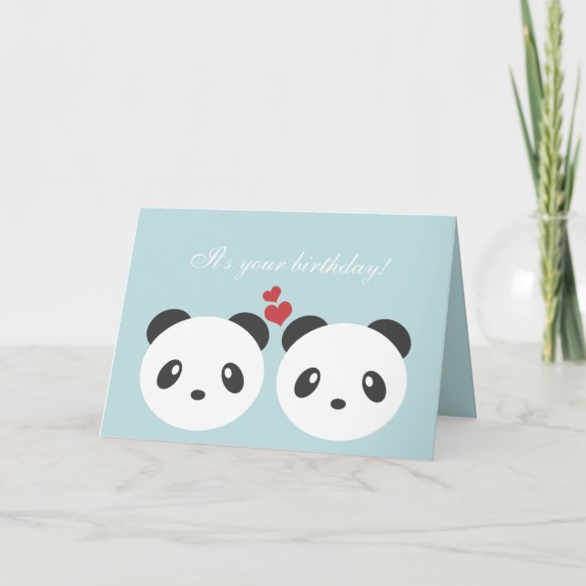 Cute panda birthday card (Front)