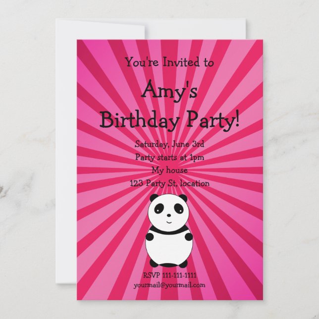 Cute panda birthday invitation (Front)
