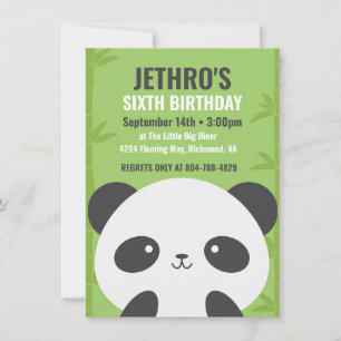 Cute panda birthday invitation