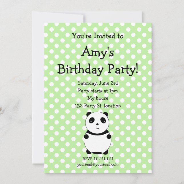 Cute panda birthday invitation (Front)
