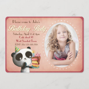 Cute Panda Birthday Party Invitation