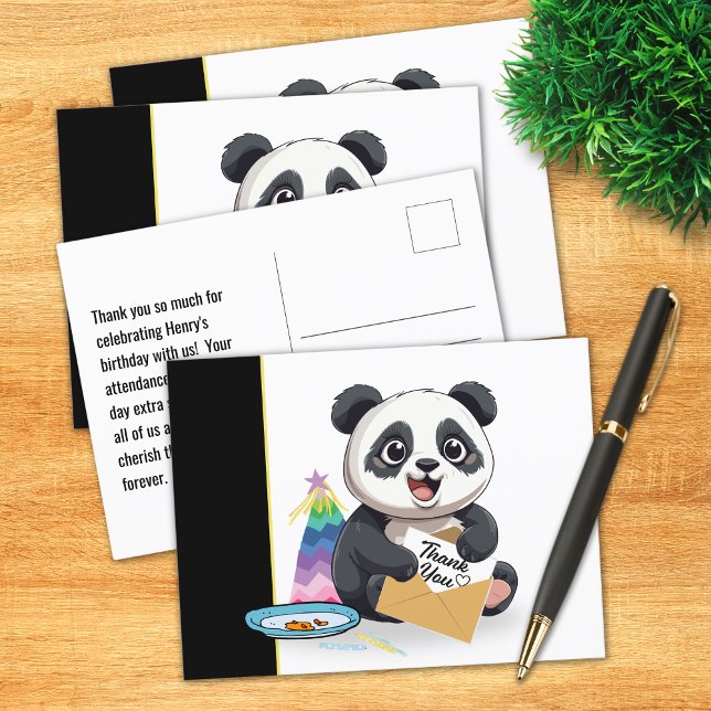 Cute Panda Birthday Thank You Postcard (Creator Uploaded)