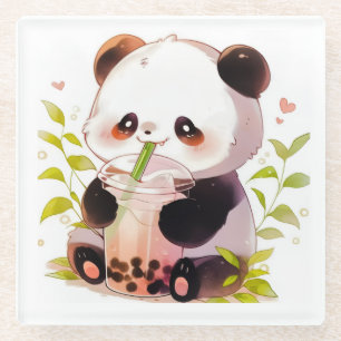 Cute Panda Bubble Tea Coaster   Kawaii Boba Panda 
