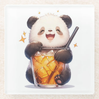Cute Panda Bubble Tea Coaster | Kawaii Boba Panda 