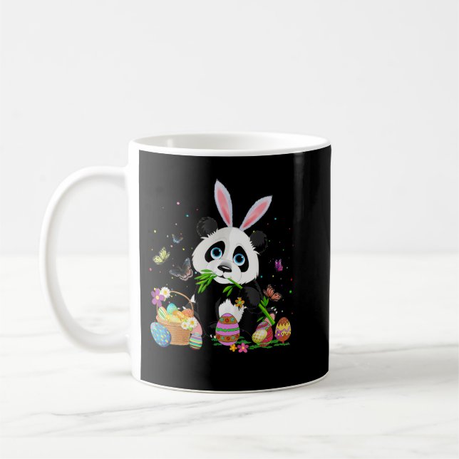 Cute Panda Bunny Egg Hunting Colourful Egg Happy E Coffee Mug (Left)