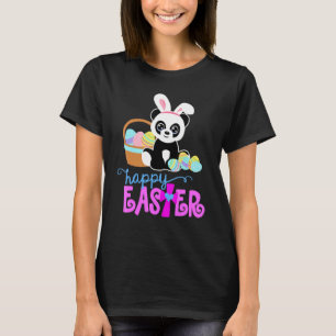 Cute Panda Bunny Egg Hunting Colourful Egg Happy E T-Shirt