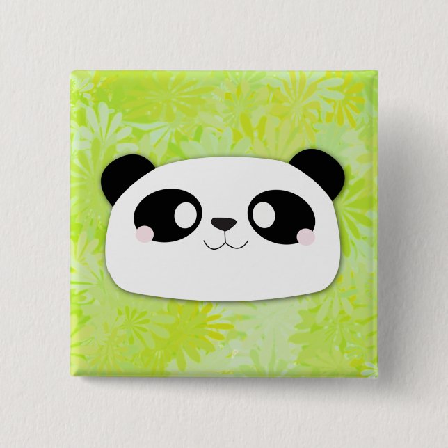 Cute Panda Button (Flower Background) (Front)