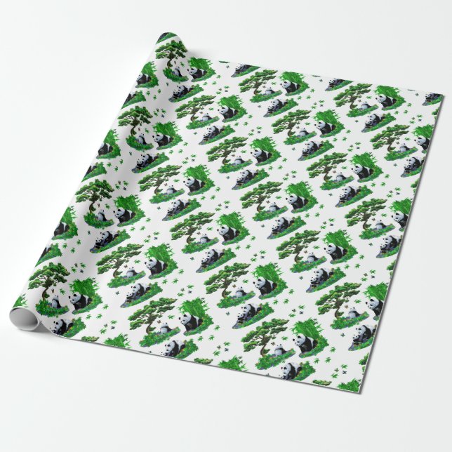 cute panda Cartoon Wrapping Paper (Unrolled)