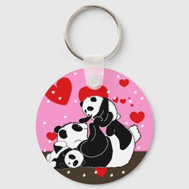 Cute Panda cartoons kawaii Key Ring (Front)