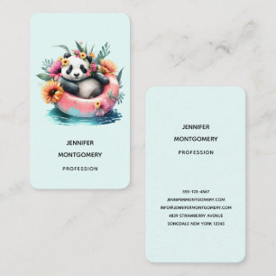 Cute Panda Chilling in an Inner Tube Business Card