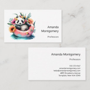 Cute Panda Chilling in an Inner Tube Business Card